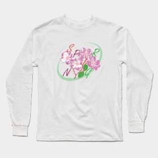 Coral Grass Peony Exotic Garden Long Sleeve T-Shirt